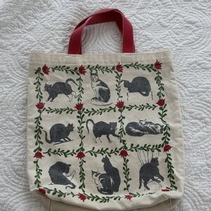 Vintage Boston Hand Print Cat Tote